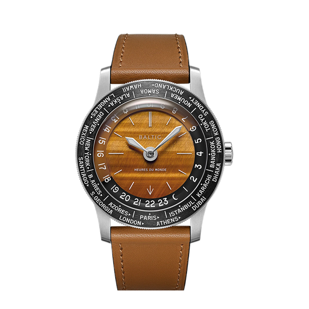 Baltic Heures Du Monde Worldtimer Tiger Eye Brown Dial Straps