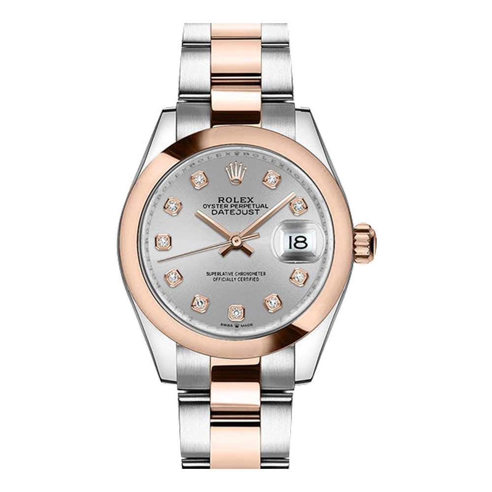 Rolex Datejust 31 Stainless Steel / Rose Gold / Domed / Silver - Diamond / Oyster