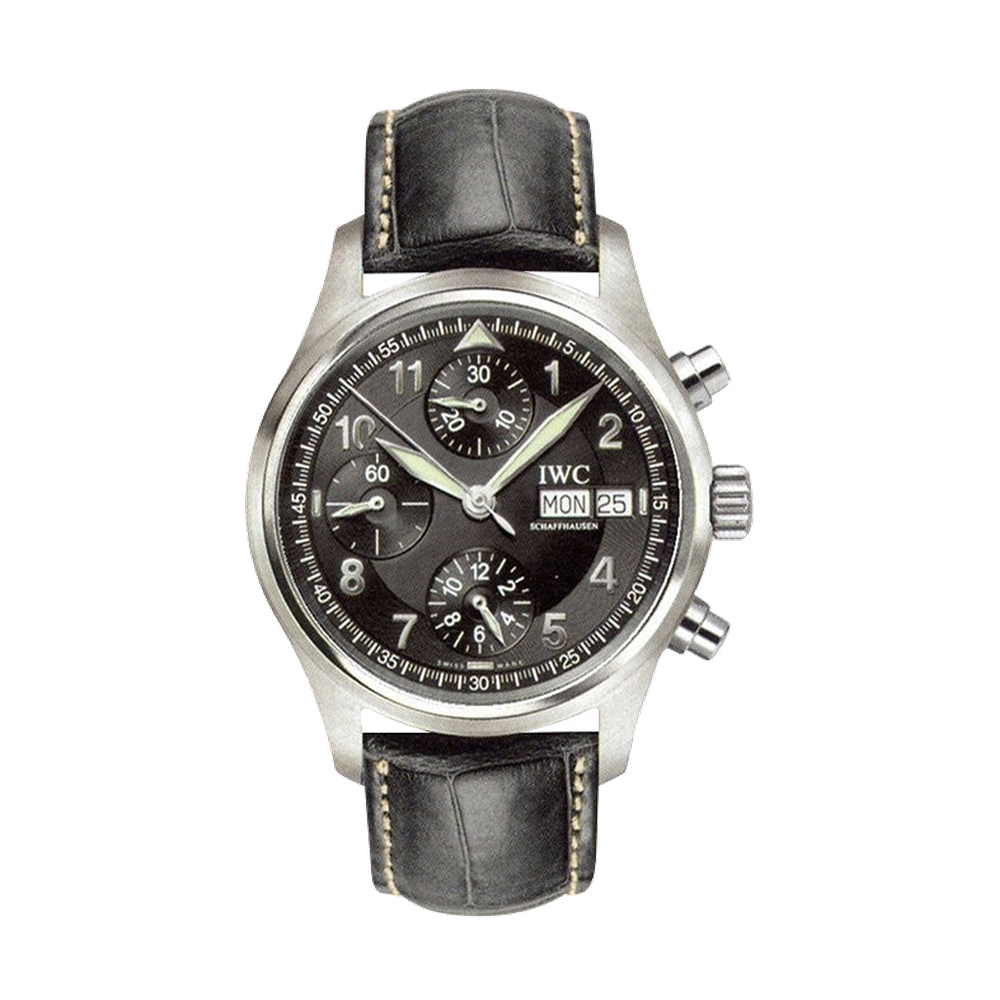 IWC Pilot's Watch Spitfire Chronograph Stainless Steel / Black / English / Strap