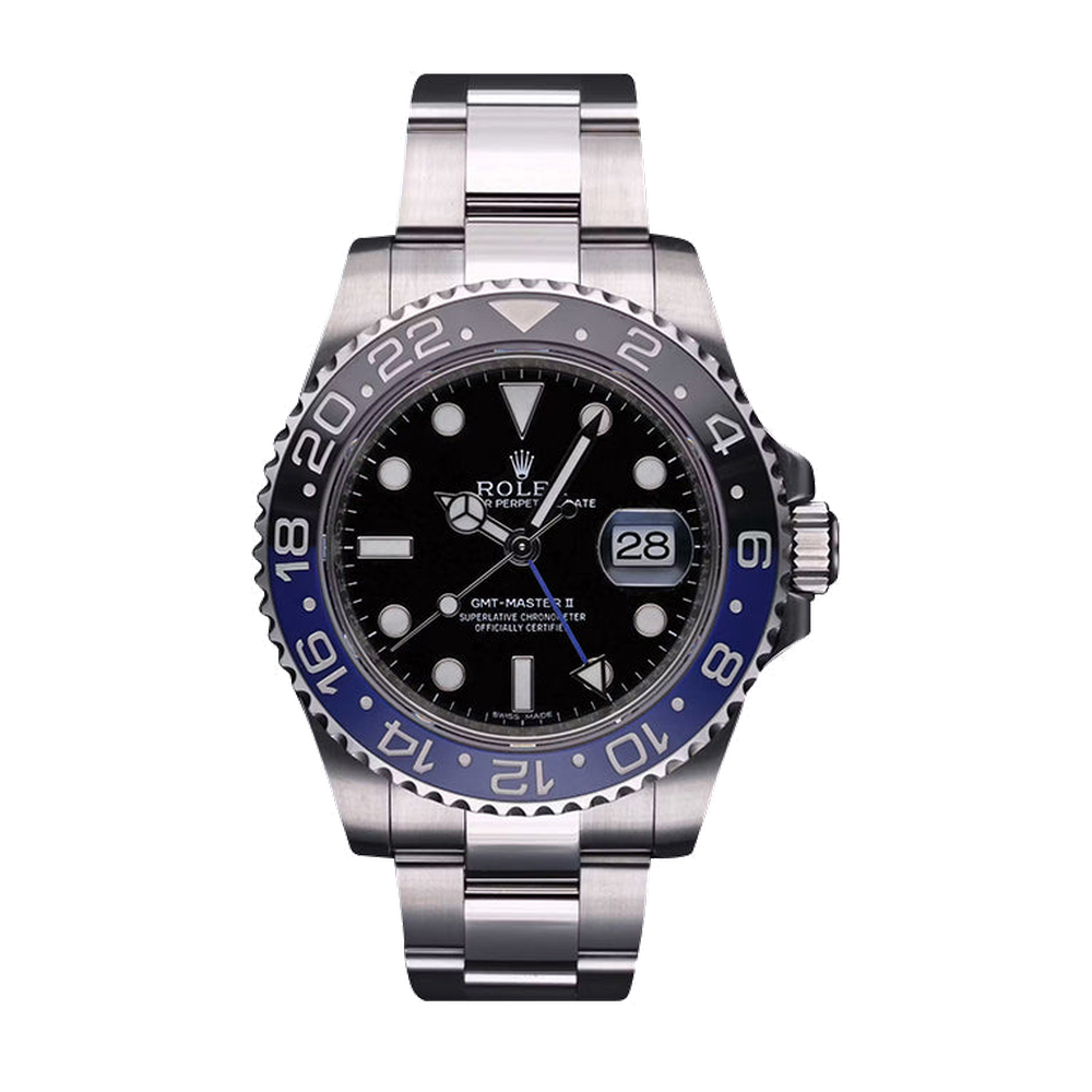 Rolex GMT-Master II Stainless Steel / BLNR Black Dial Straps