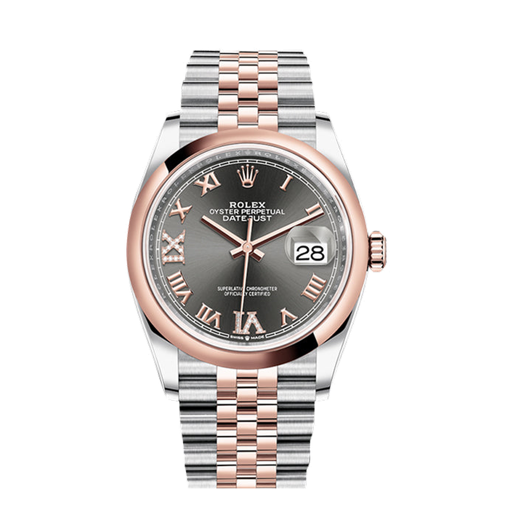Rolex Datejust 36 Stainless Steel / Everose / Smooth / Slate Roman Diamond / Jubilee