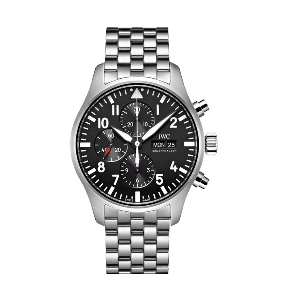 IWC Pilot's Automatic Chronograph Black Dial Straps