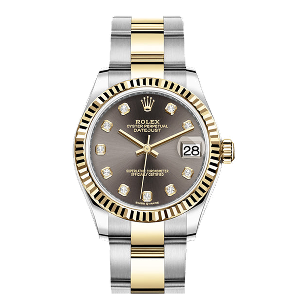 Rolex Datejust 31 Stainless Steel / Yellow Gold / Fluted / Grey - Diamond / Oyster