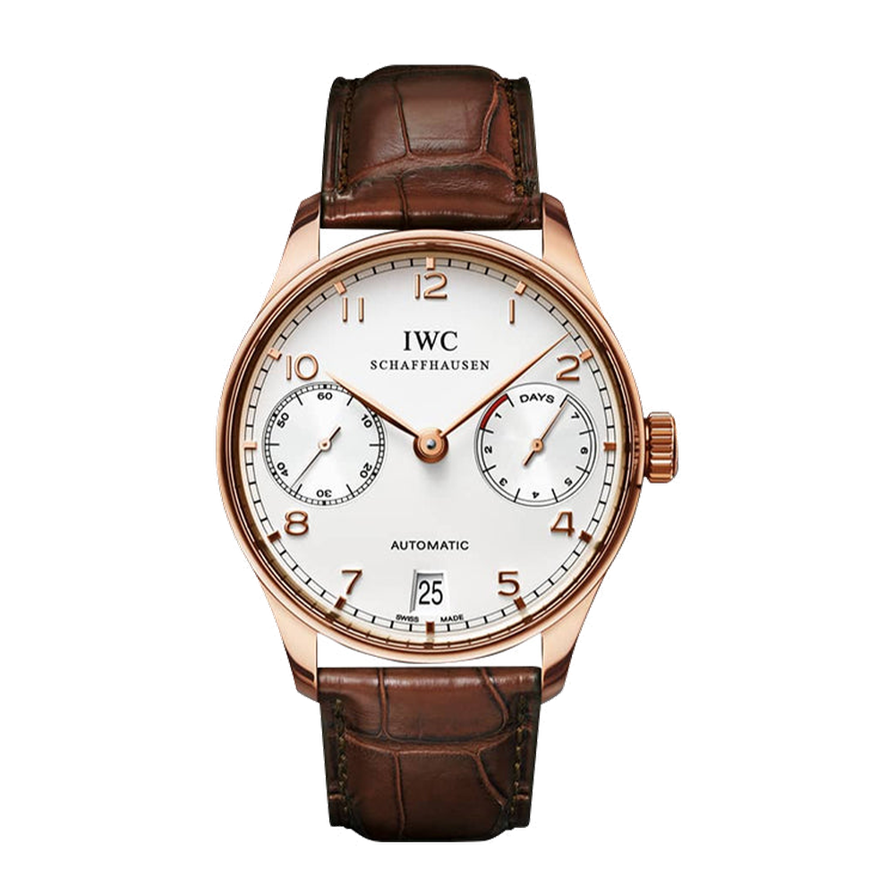 IWC Portuguese Automatic Red Gold / Silver White Dial Straps