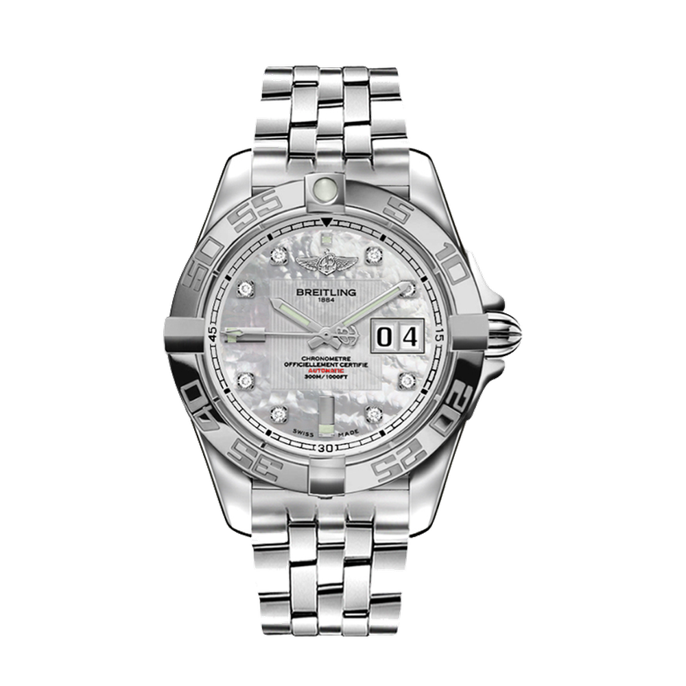 Breitling Stainless Steel / Pearl Diamond Grey Dial Straps