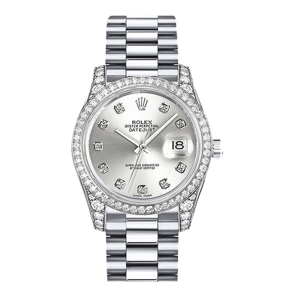 Rolex Datejust 31 White Gold Diamond / President / Silver Diamond