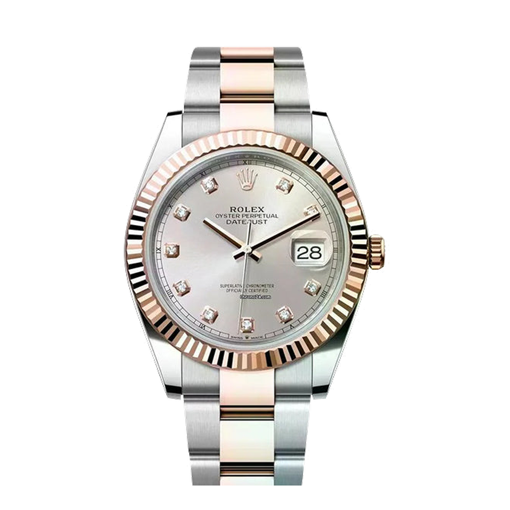 Rolex Datejust 41 Rolesor Everose Fluted / Oyster / Sundust - Diamond