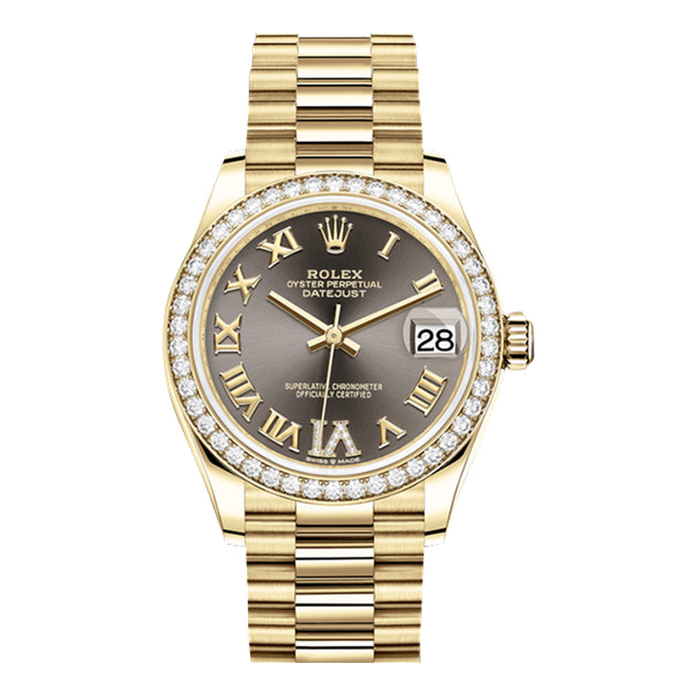 Rolex Datejust 31 Yellow Gold / Diamond / Grey - Roman / President