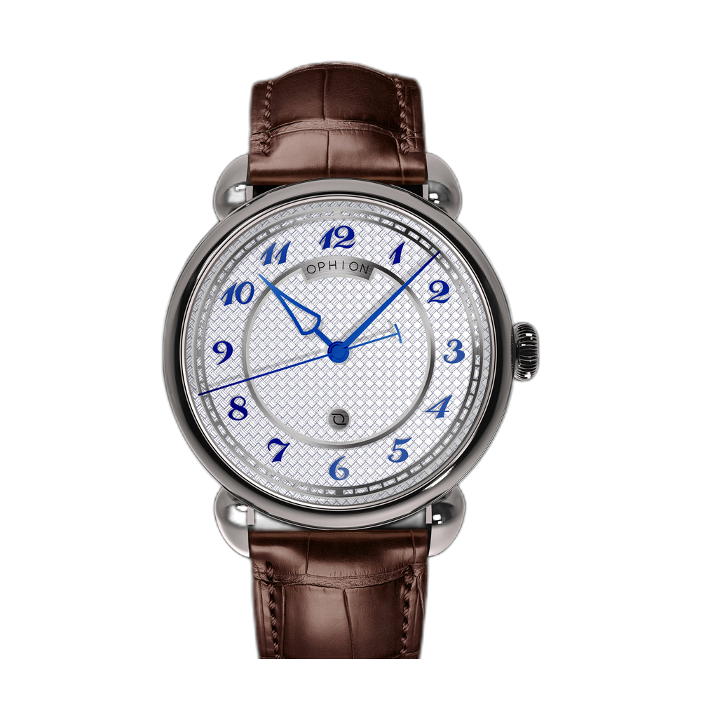 Ophion OPH786 Vélos Silver CNC Guilloche Blue Grey Dial Straps