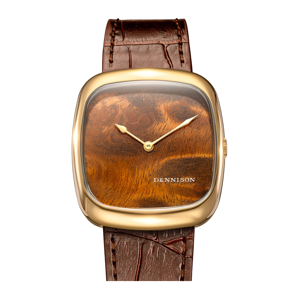 Dennison Natural Wood In Gold Brown Dial Straps