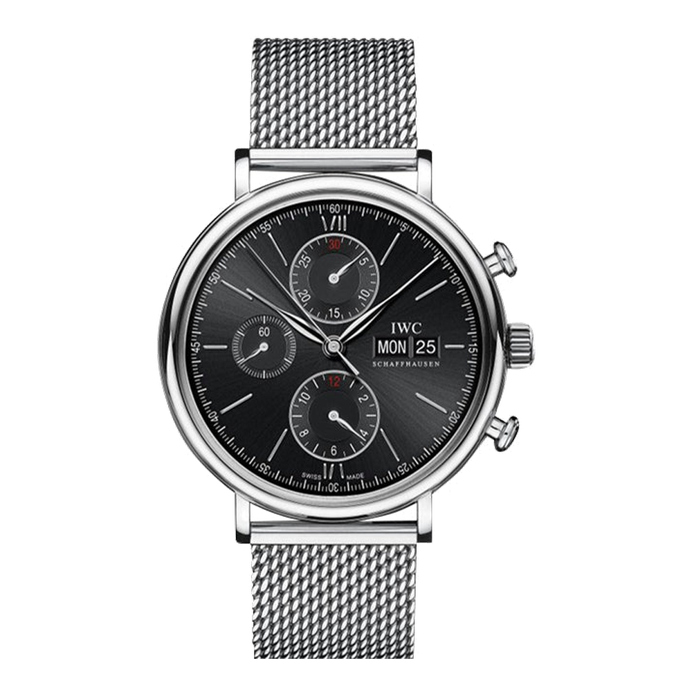 IWC Portofino Chronograph Stainless Steel / Black / Mesh
