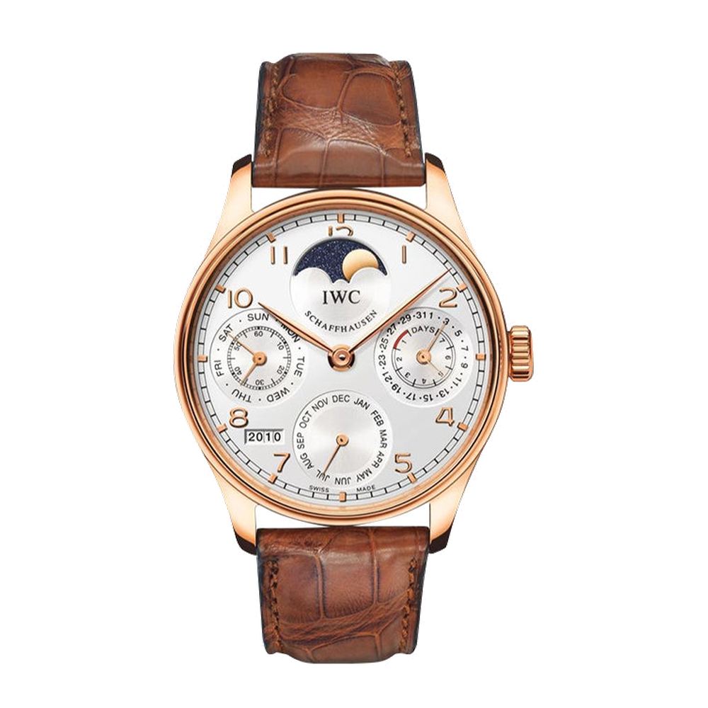 IWC Portuguese Perpetual Calendar 5022 Rose Gold / Silver Grey Dial Straps