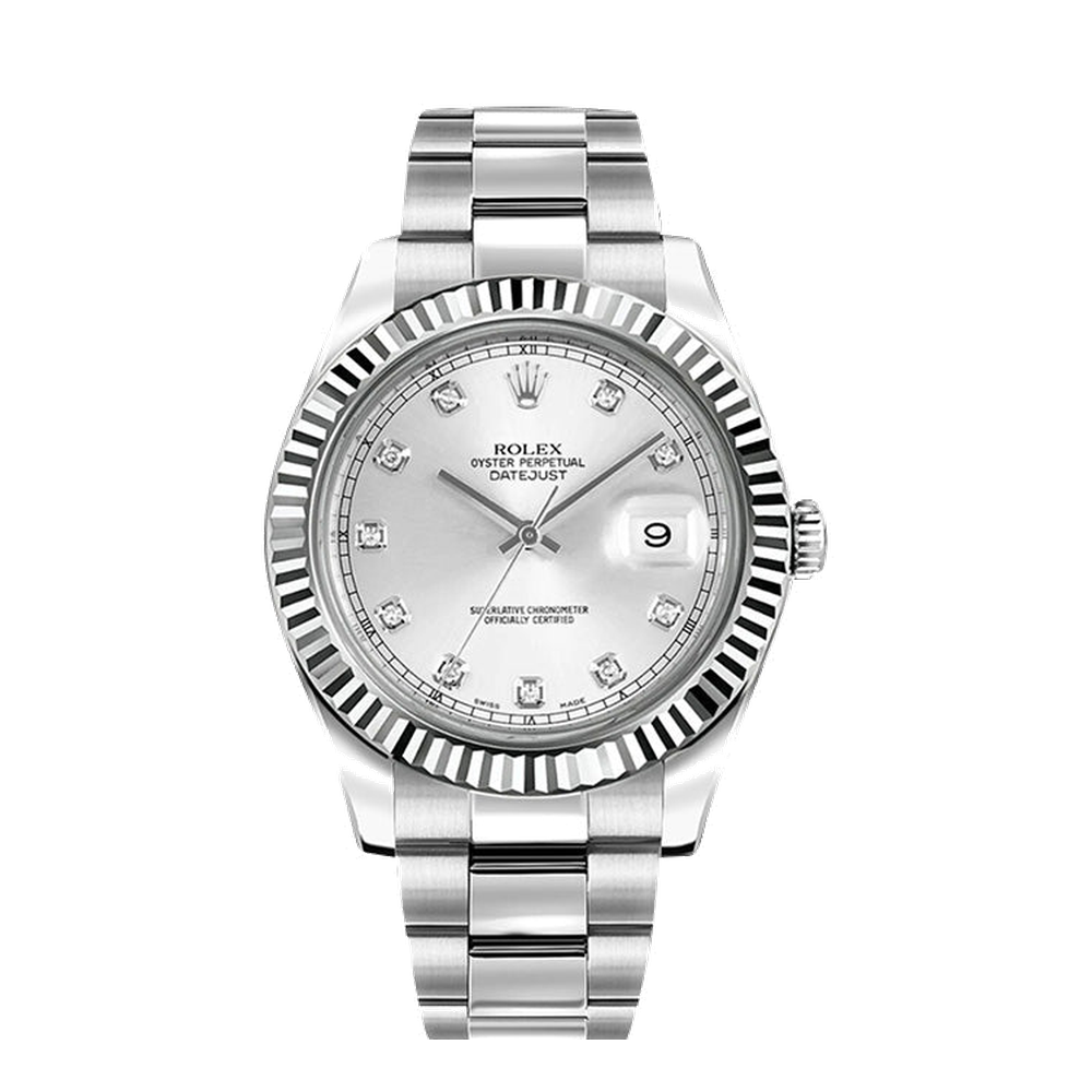 Rolex Datejust II Fluted Silver Diamonds