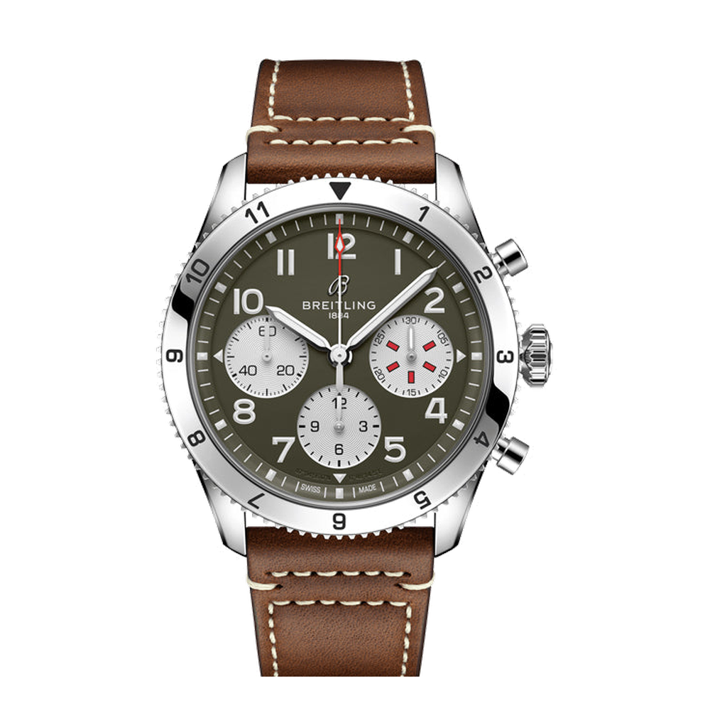 Breitling Classic AVI Chronograph 42 Curtiss Warhawk Green Dial Straps