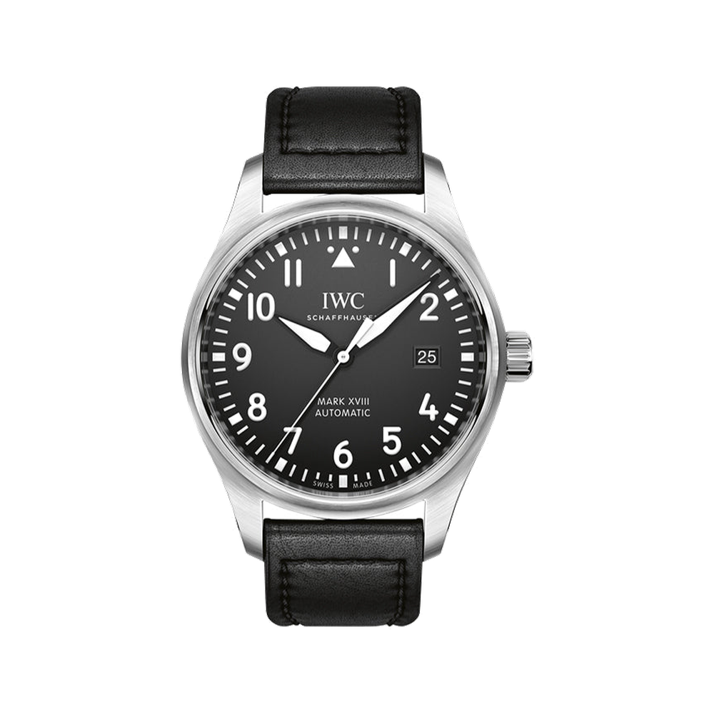 IWC Pilot's Watch Mark XVIII Stainless Steel / Black Black Dial Straps