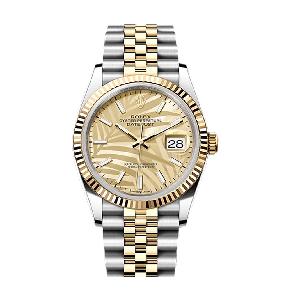 Rolex Datejust 36 Stainless Steel - Yellow Gold - Fluted / Champagne - Palm - Diamond / Jubilee