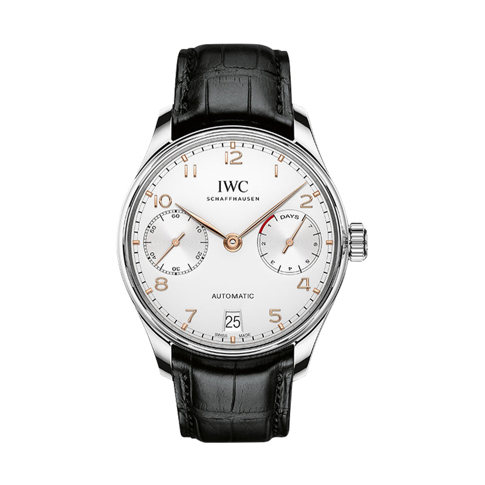 IWC Portugieser Automatic 5007 Stainless Steel / Silver - Gold Numerals Grey Dial Straps