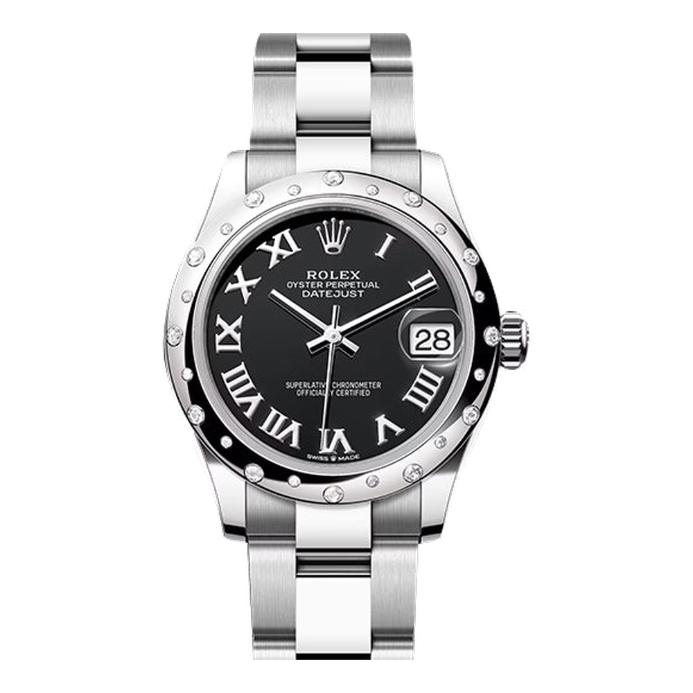 Rolex Datejust 31 Stainless Steel Domed Diamond / Oyster / Black - Roman