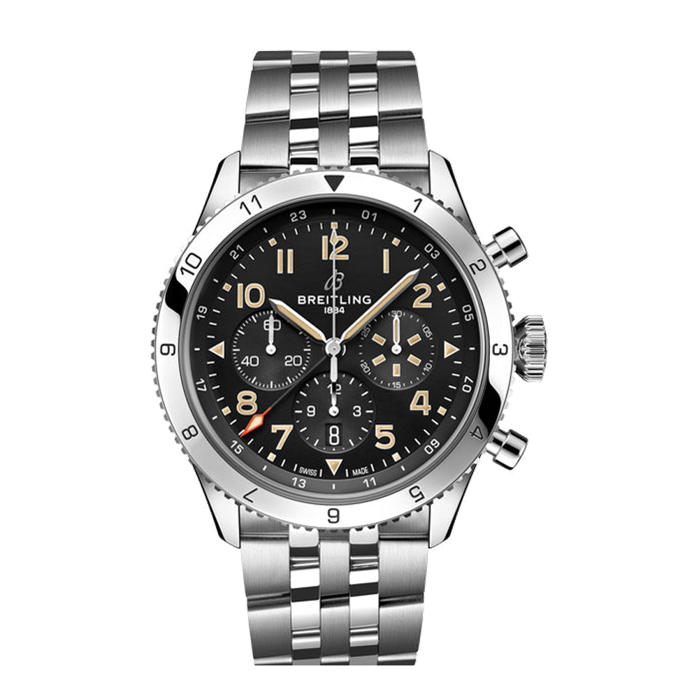 Breitling Super AVI B04 Chronograph GMT 46 P-51 Mustang Black Dial Straps