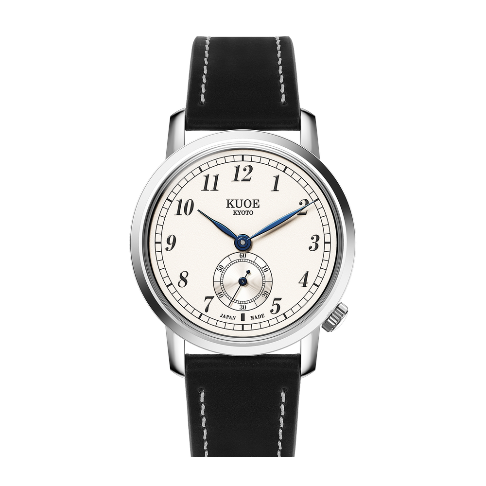 Kuoe Kyoto 90-007 Natural/Cream dial / Blue hands / 35 mm / Silver case Natural/Cream Dial Straps