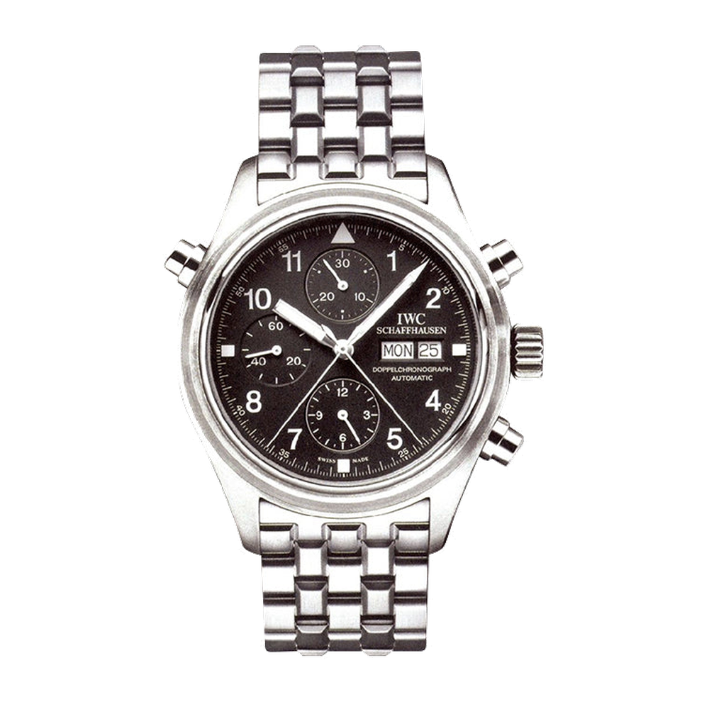 IWC Pilot's Watch Doppelchronograph Stainless Steel / Black / French / Bracelet