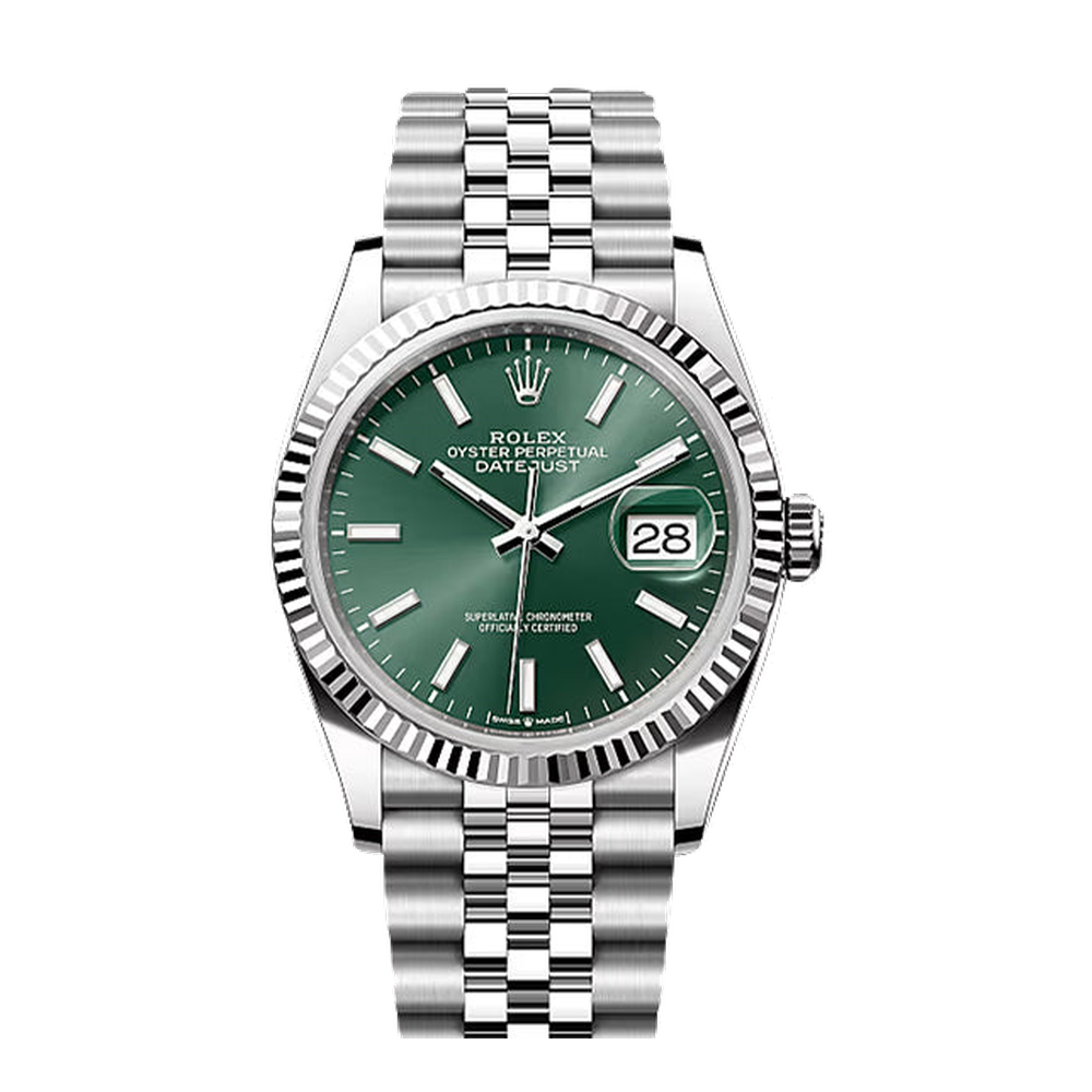 Rolex Datejust 36 Stainless Steel / Fluted / Green / Jubilee