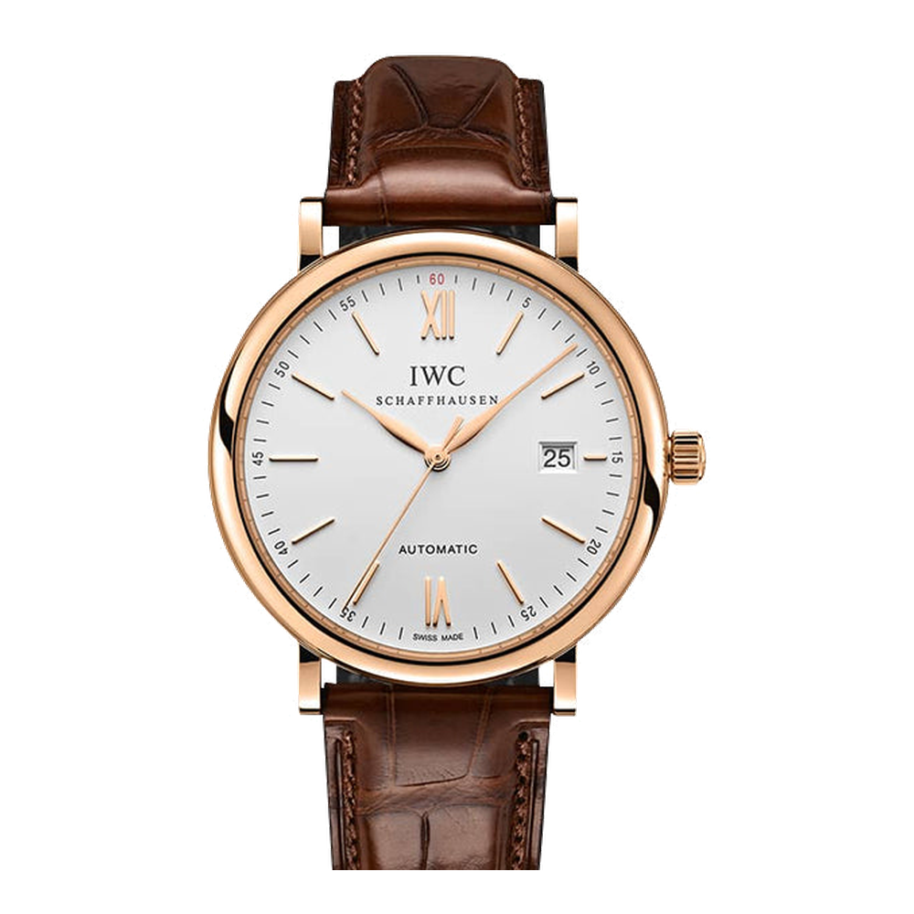 IWC Portofino Automatic Red Gold / Silver Grey Dial Straps