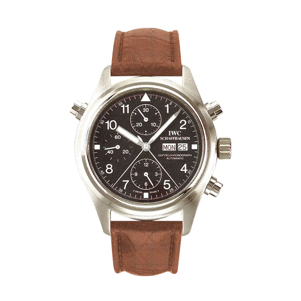 IWC Pilot's Watch Doppelchronograph Stainless Steel / Black / German / Strap