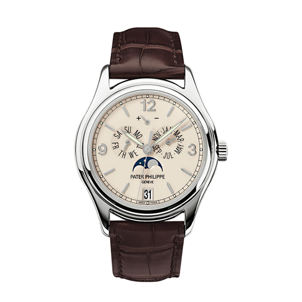 Patek Philippe Annual Calendar 5146 White Gold / Cream Natural / Cream Dial Straps
