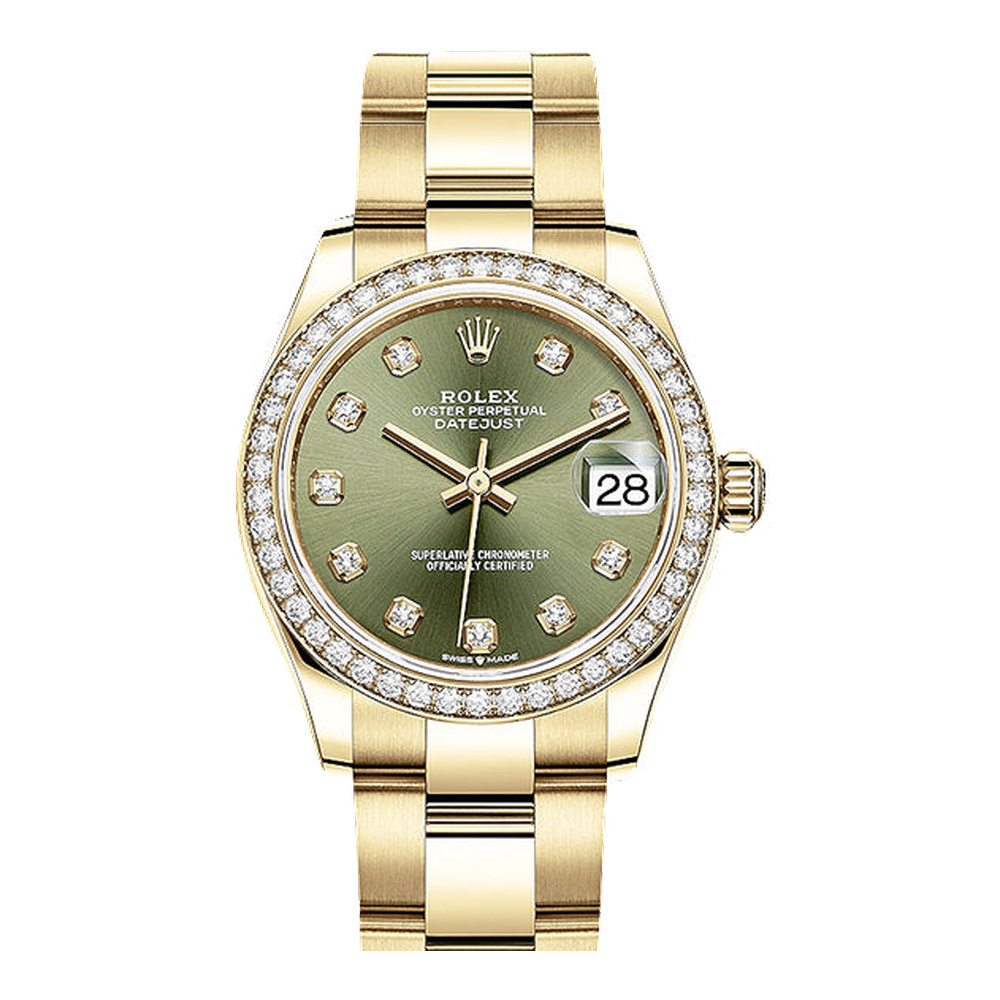Rolex Datejust 31 Yellow Gold / Diamond / Olive - Diamond / Oyster