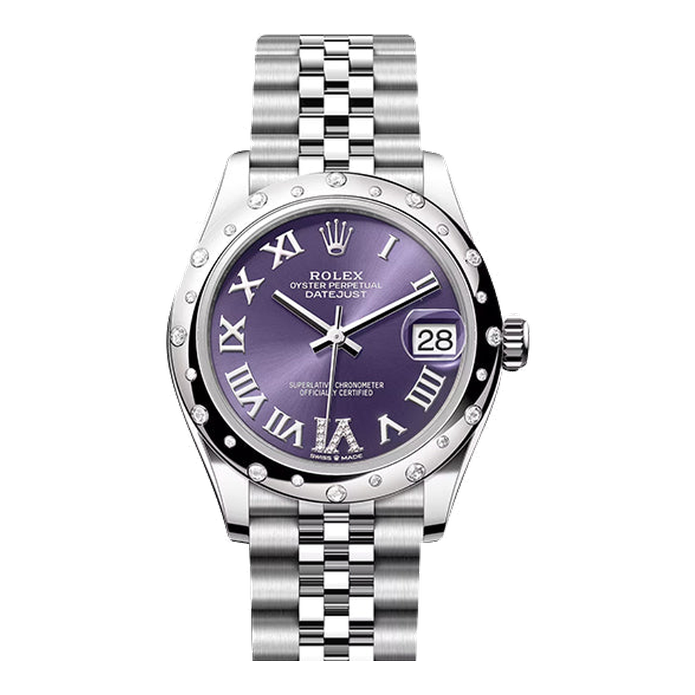 Rolex Datejust 31 Stainless Steel Domed Diamond / Jubilee / Aubergine - Roman