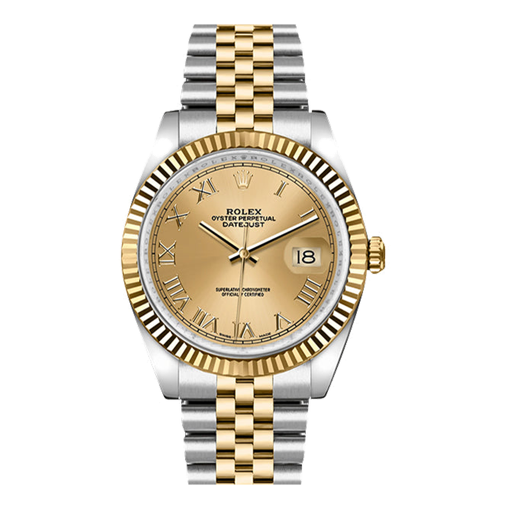 Rolex Datejust 36 Rolesor Yellow Fluted / Jubilee / Champagne Roman