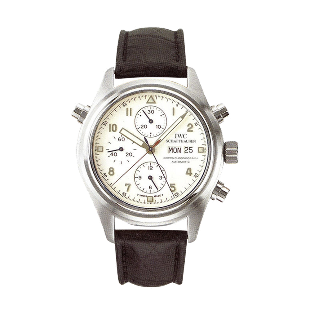 IWC Pilot's Watch Doppelchronograph Platinum / White / Italian / Strap