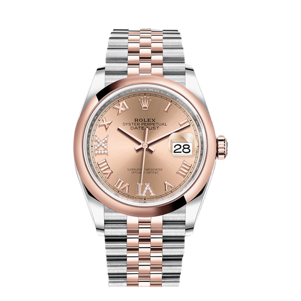 Rolex Datejust 36 Stainless Steel / Everose / Smooth / Rose Roman Diamond / Jubilee