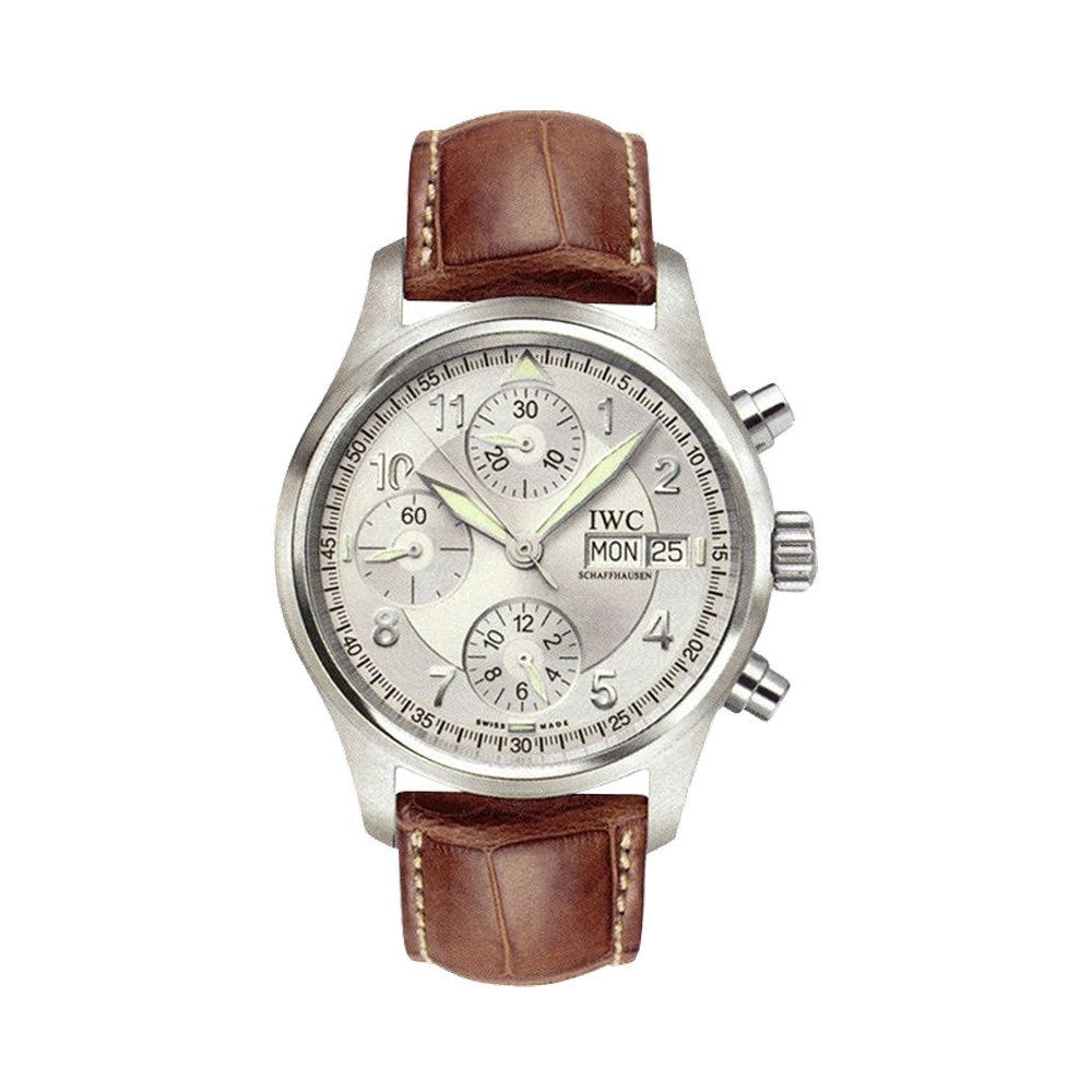 IWC Pilot's Watch Spitfire Chronograph Stainless Steel / Silver / English / Strap