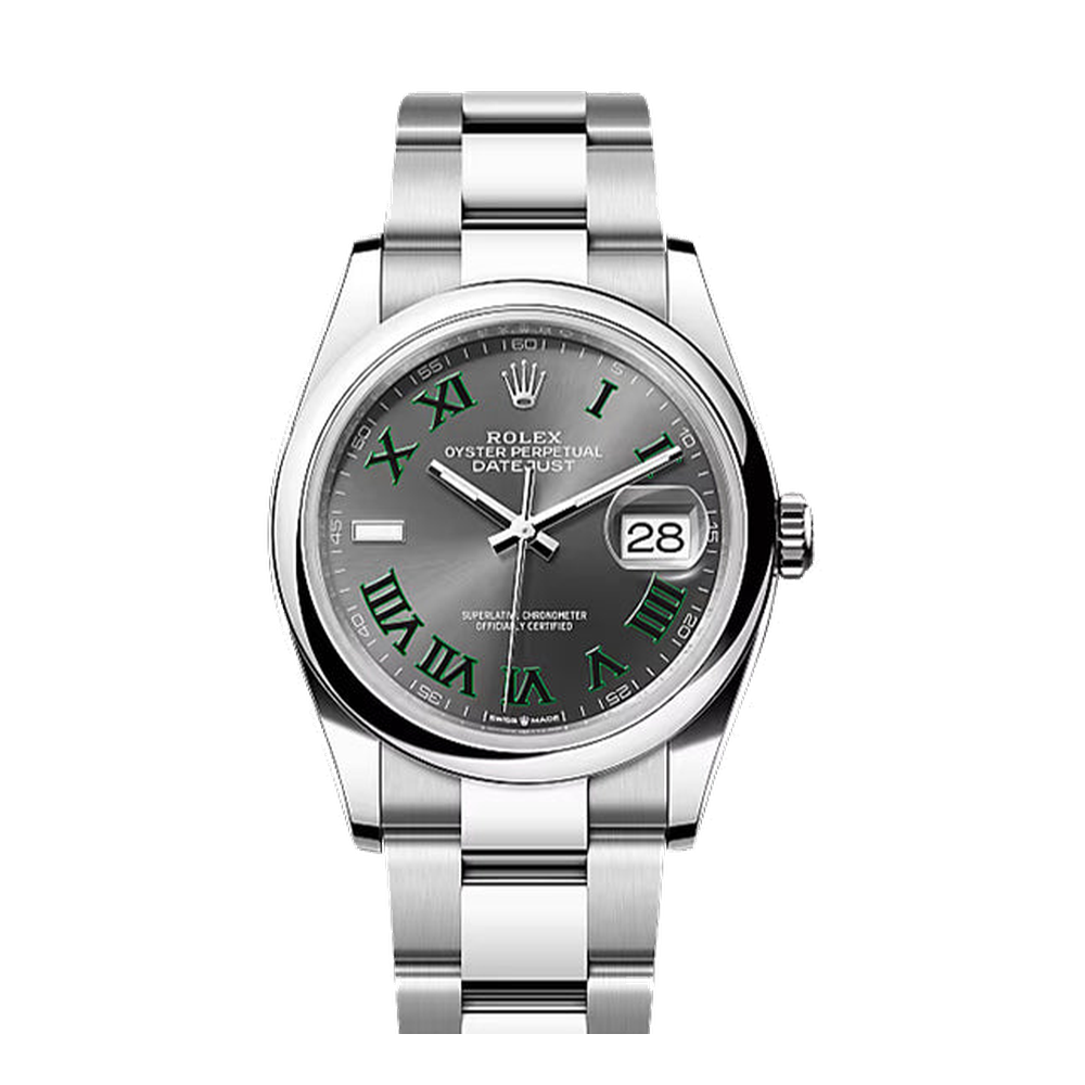 Rolex Datejust 36 Stainless Steel / Domed / Slate - Roman / Oyster