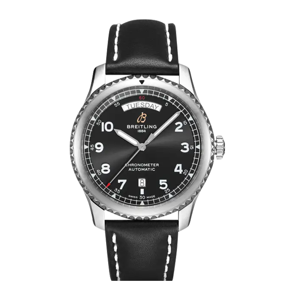 Breitling Automatic Day & Date 41 Stainless Steel / Black / Black Calf / Pin