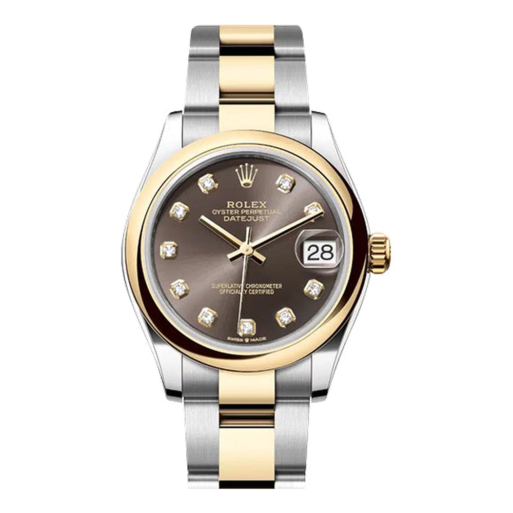 Rolex Datejust 31 Stainless Steel / Yellow Gold / Domed / Grey - Diamond / Oyster