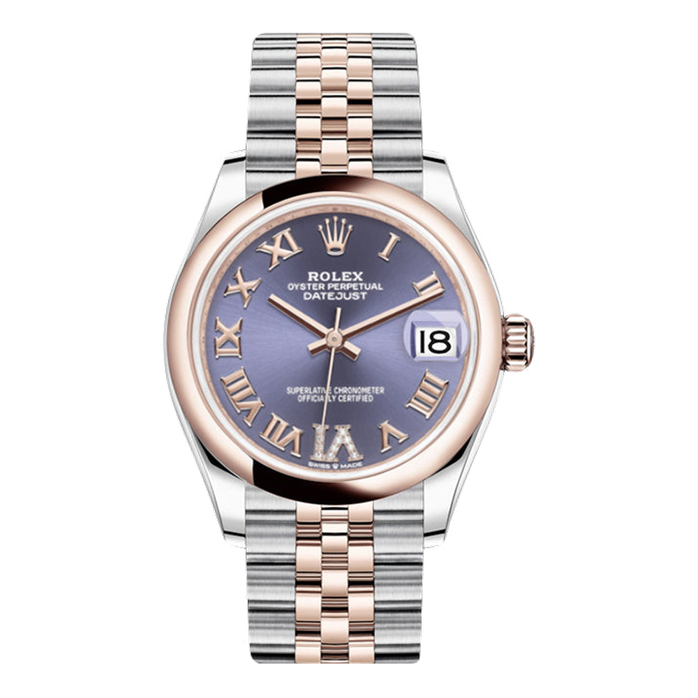 Rolex Datejust 31 Stainless Steel / Rose Gold / Domed / Aubergine - Roman / Jubilee