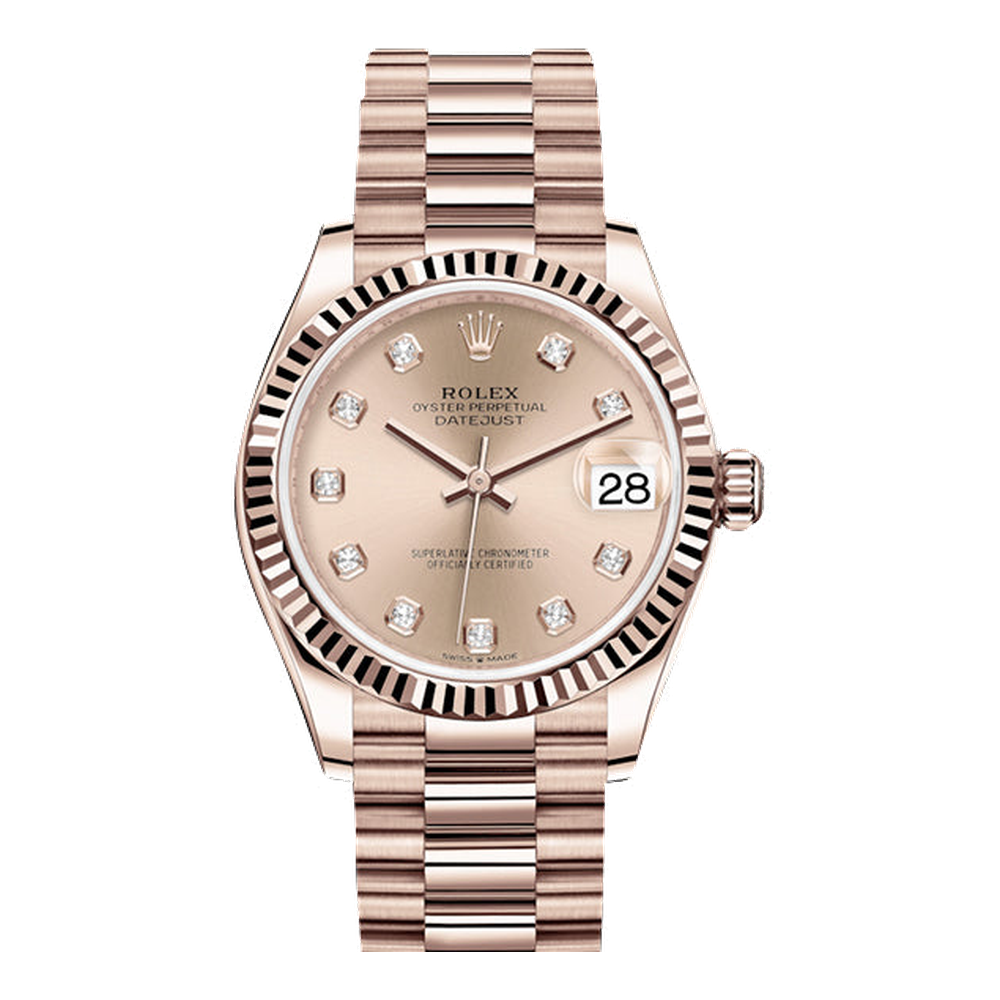 Rolex Datejust 31 Rose Gold / Fluted / Rose - Diamond / President