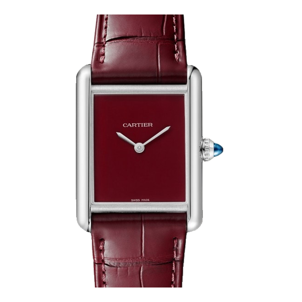 Cartier Tank Must Large Burgundy Red Dial Straps