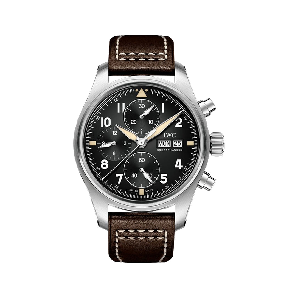 IWC Pilot's Watch Chronograph Spitfire Stainless Steel / Black / Calf