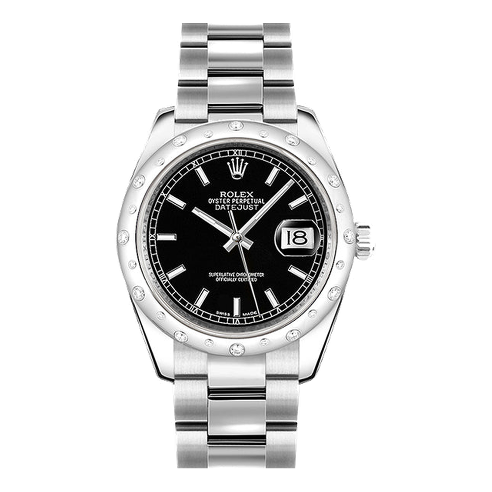 Rolex Datejust 31 Stainless Steel Domed Diamond / Oyster / Black