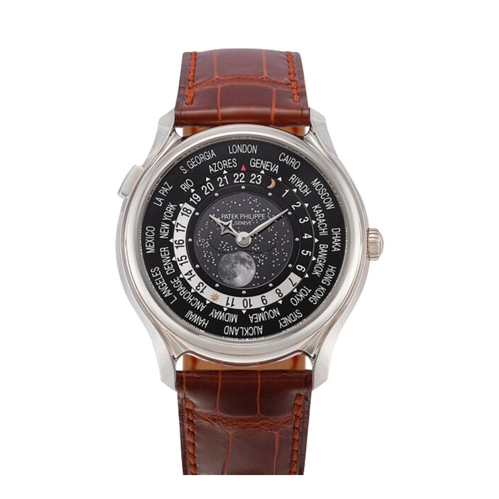 Patek Philippe World Time Moon 5575 White Gold / 175th Anniversary Black Dial Straps