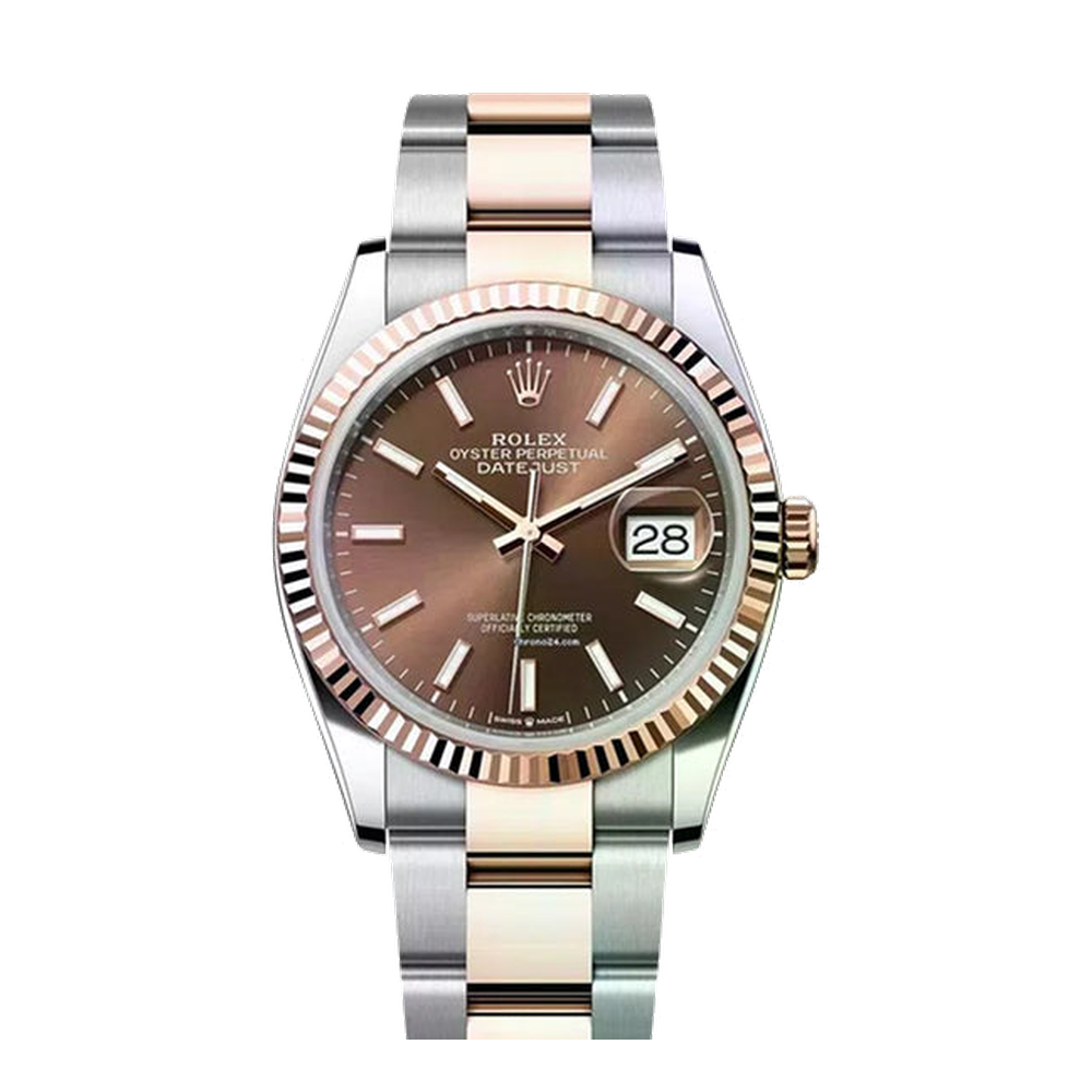 Rolex Datejust 36 Stainless Steel - Everose - Fluted / Chocolate / Oyster