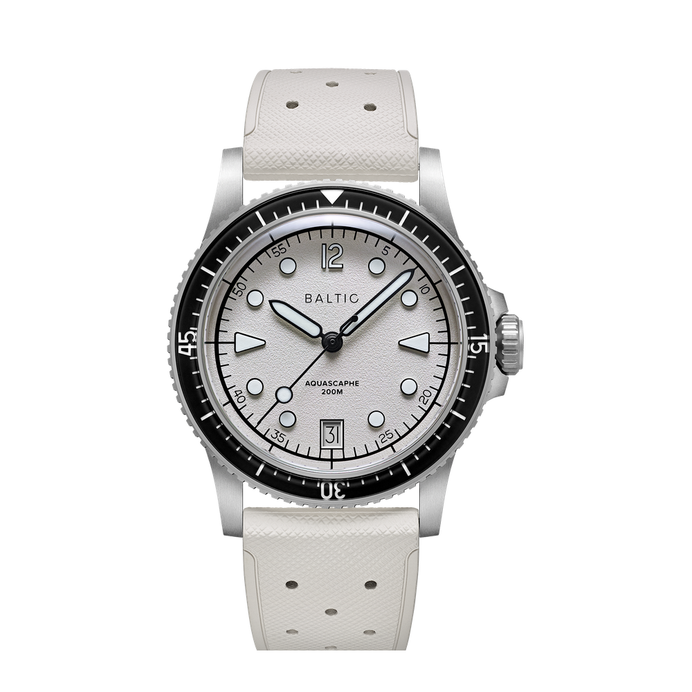 Baltic Aquascaphe MK2 Warm Silver 37mm Date White Dial Straps