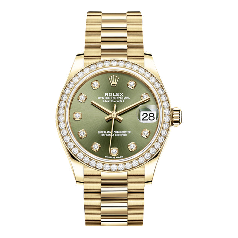 Rolex Datejust 31 Yellow Gold / Diamond / Olive - Diamond / President
