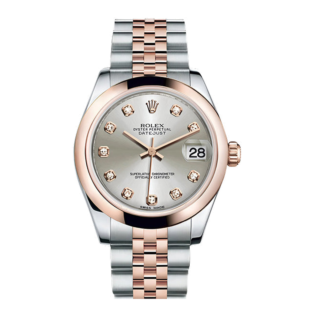 Rolex Datejust 31 Rolesor Everose Domed / Jubilee / Silver Diamonds