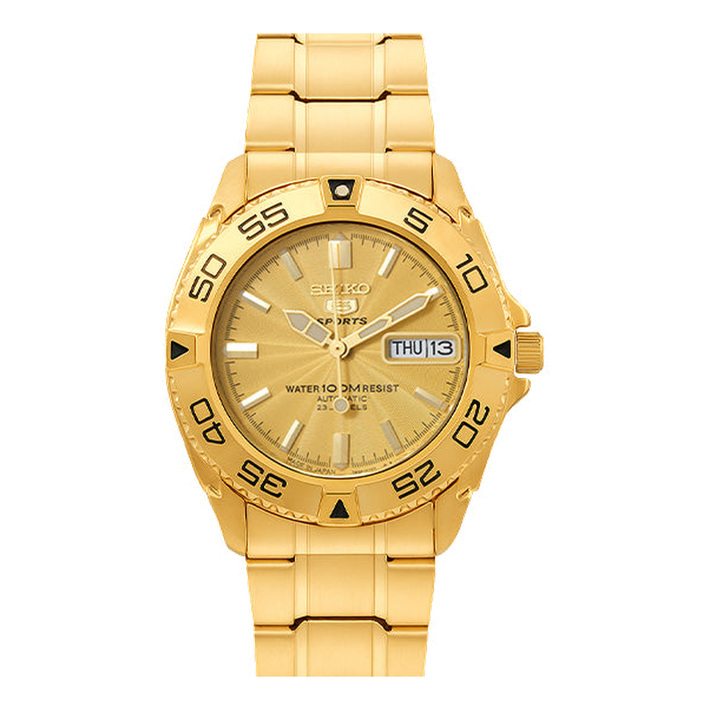 Seiko Automatic Gold Dial Men's Watch Yellow Dial Straps