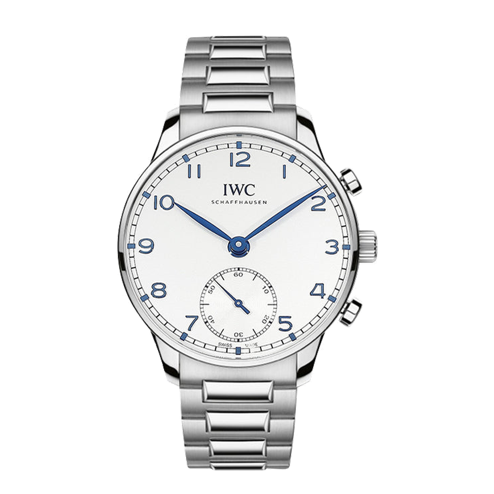 IWC Portugieser Automatic 40 Stainless Steel / Silver - Blue / Bracelet White Dial Straps